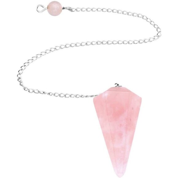 Reiki Infused Rose Quartz Crystal Pendulum - Picture 1 of 10